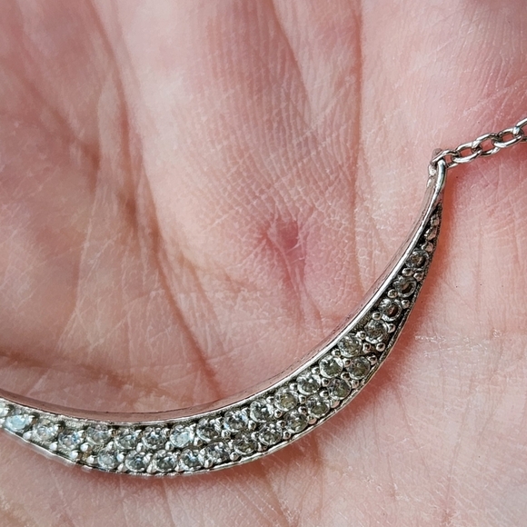 Sterling Pave Crescent Necklace - Picture 7 of 10
